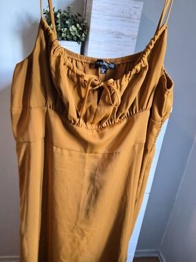 Slip Midi Dress in Rust Yellow